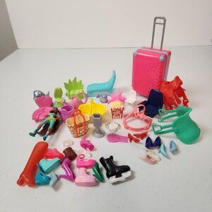 Barbie Doll House Miniatures Accessories Toys Suitcase Shoes Horse Saddle Dolls